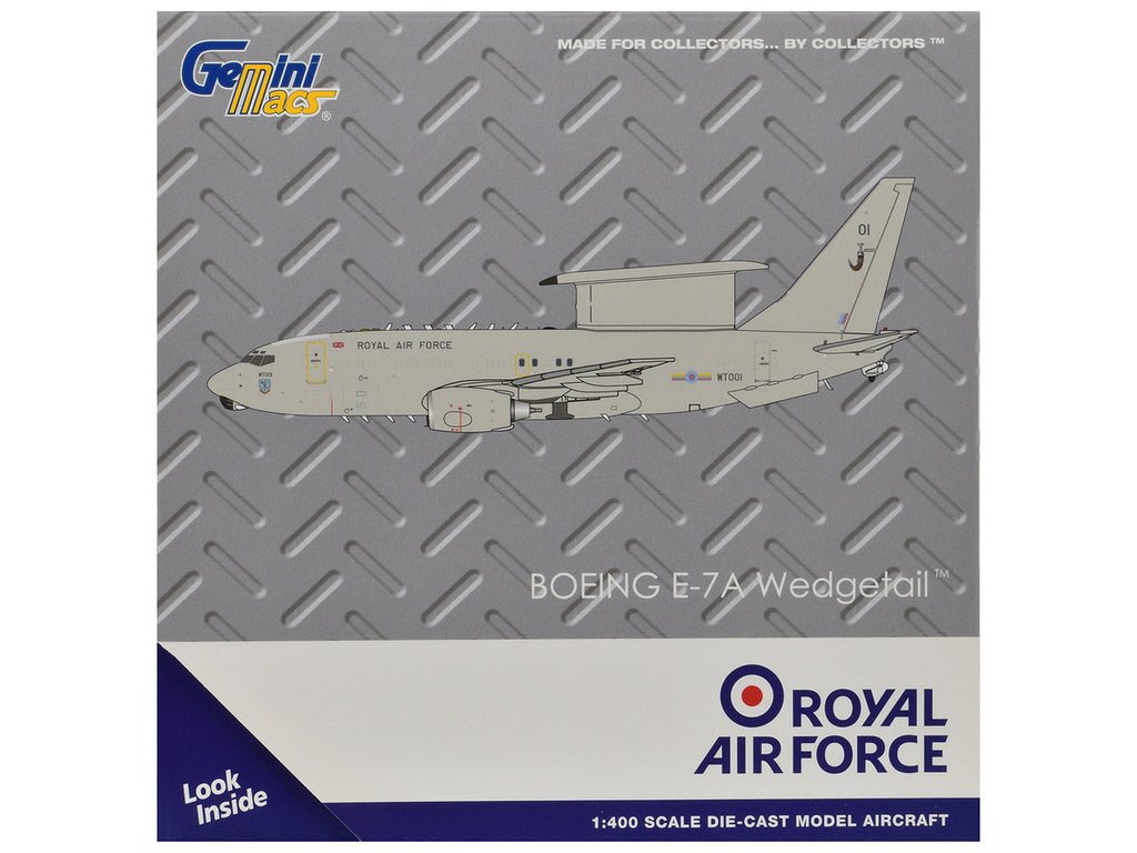 Boeing E-7A Wedgetail Aircraft "Royal Air Force" (WT001) Gray "Gemini Macs" Series 1/400 Diecast Model by GeminiJets-2