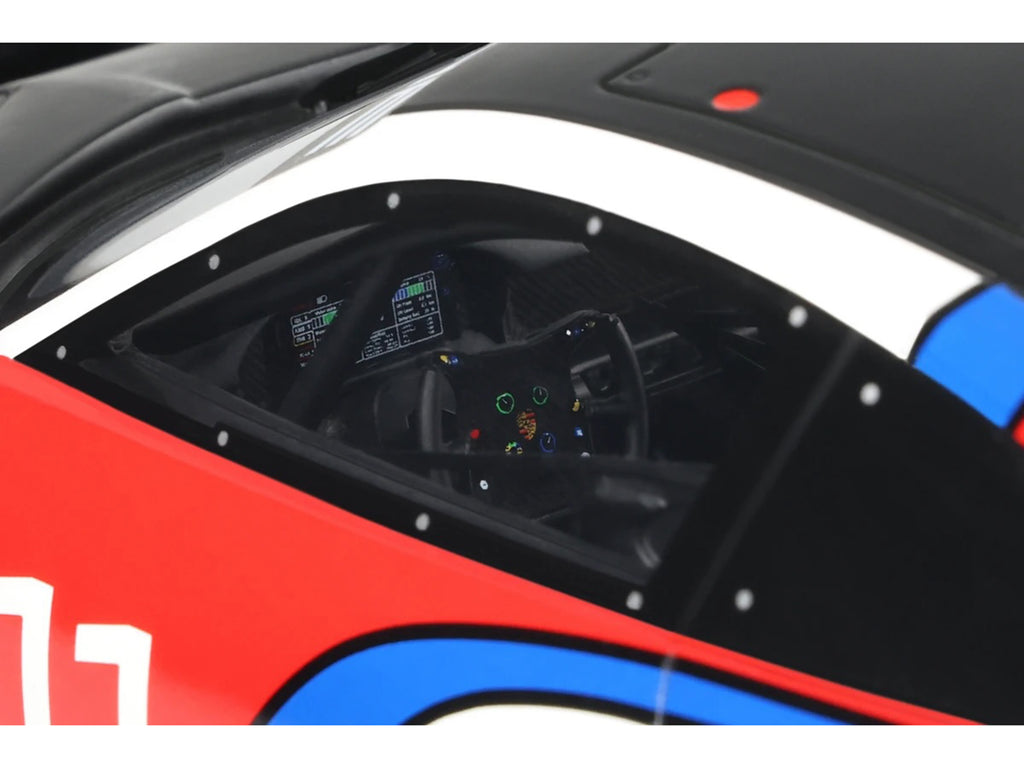 2023 Porsche 911 (992) GT3 R Rennsport White with Black Top and Red and Blue Graphics 1/18 Model Car by GT Spirit