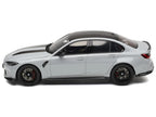 2024 BMW M3 CS M Brooklyn Gray Metallic with Black Top and Hood Stripes 1/18 Model Car by GT Spirit