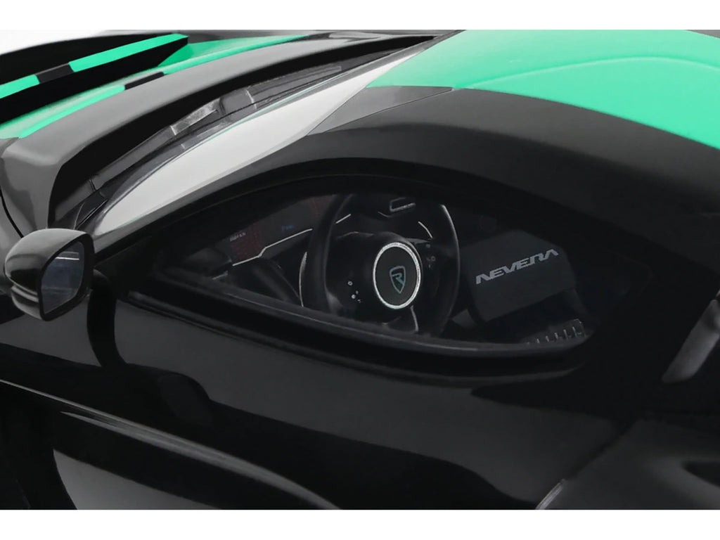 2023 Rimac Nevera Black with Green Stripes 1/18 Model Car by GT Spirit-2