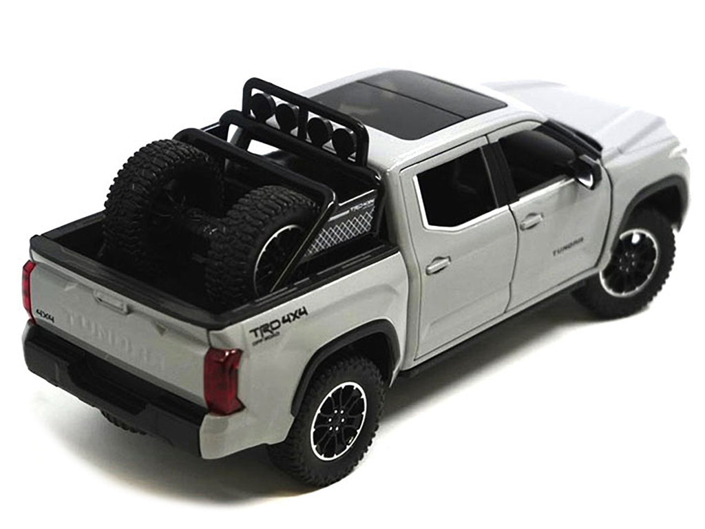 2023 Toyota Tundra TRD 4x4 Pickup Truck Cement Gray with Sunroof and Wheel Rack 1/24 Diecast Model Car-0
