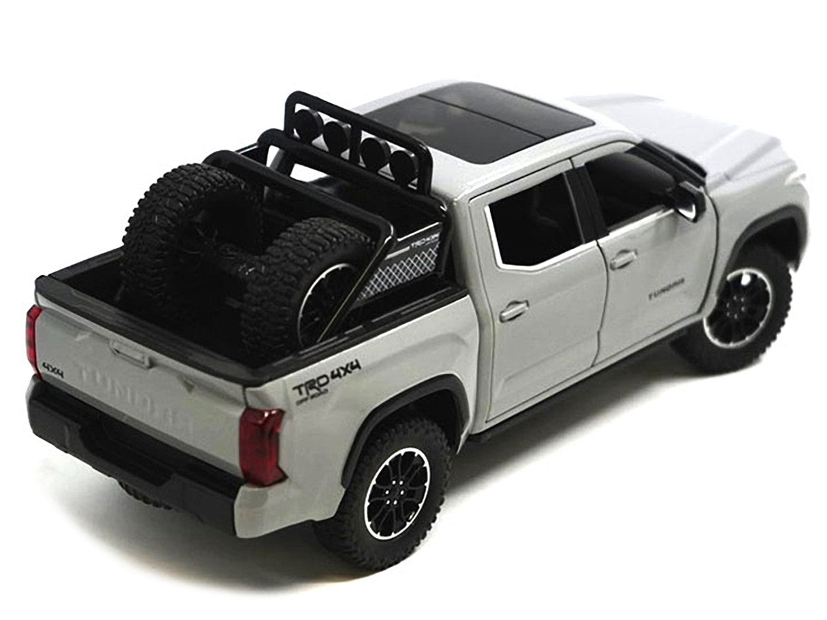 2023 Toyota Tundra TRD 4x4 Pickup Truck Cement Gray with Sunroof and Wheel Rack 1/24 Diecast Model Car-0