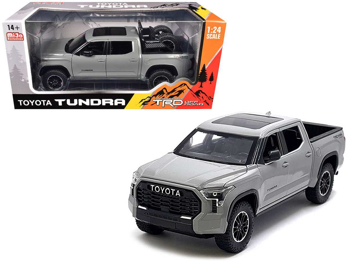 2023 Toyota Tundra TRD 4x4 Pickup Truck Cement Gray with Sunroof and Wheel Rack 1/24 Diecast Model Car-2