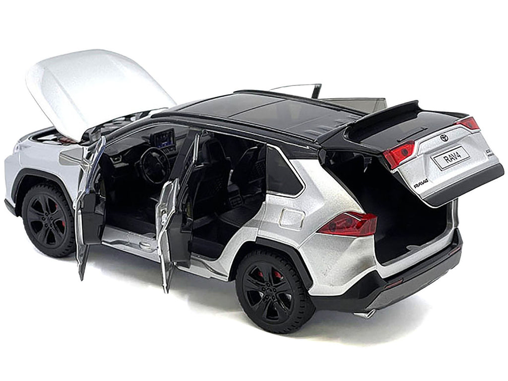 Toyota Rav4 Hybrid XSE Silver Metallic with Black Top and Sunroof 1/24 Diecast Model Car-2