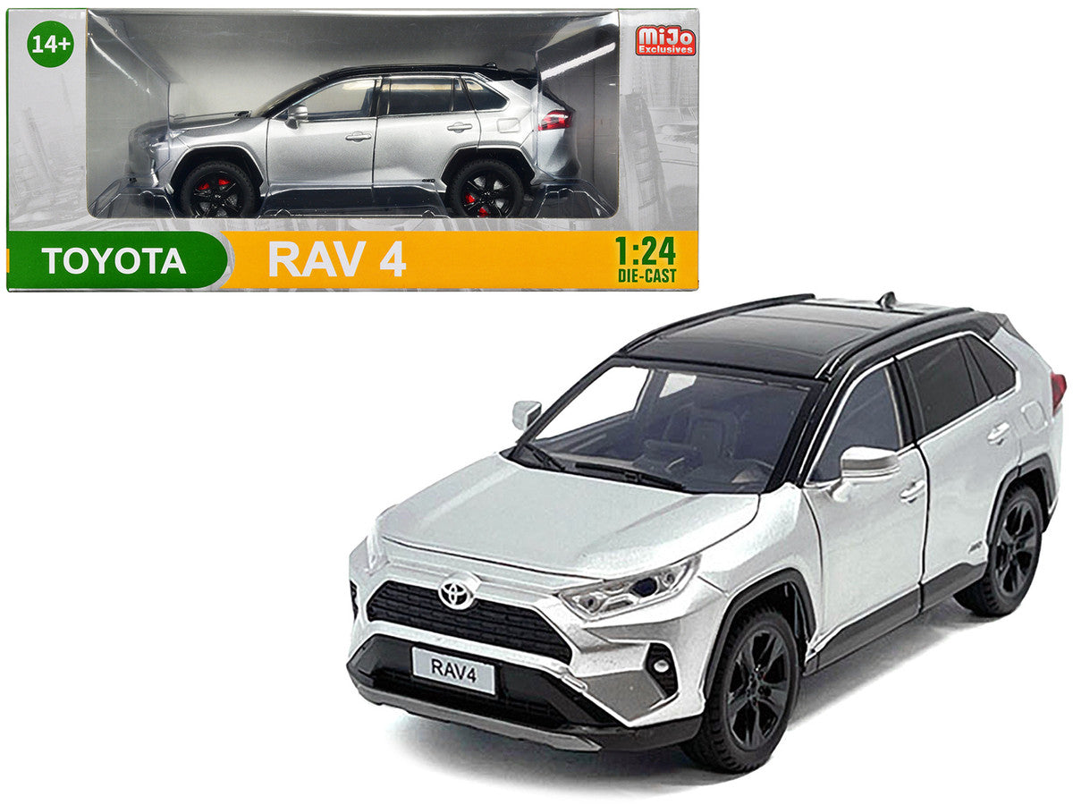 Toyota Rav4 Hybrid XSE Silver Metallic with Black Top and Sunroof 1/24 Diecast Model Car-0