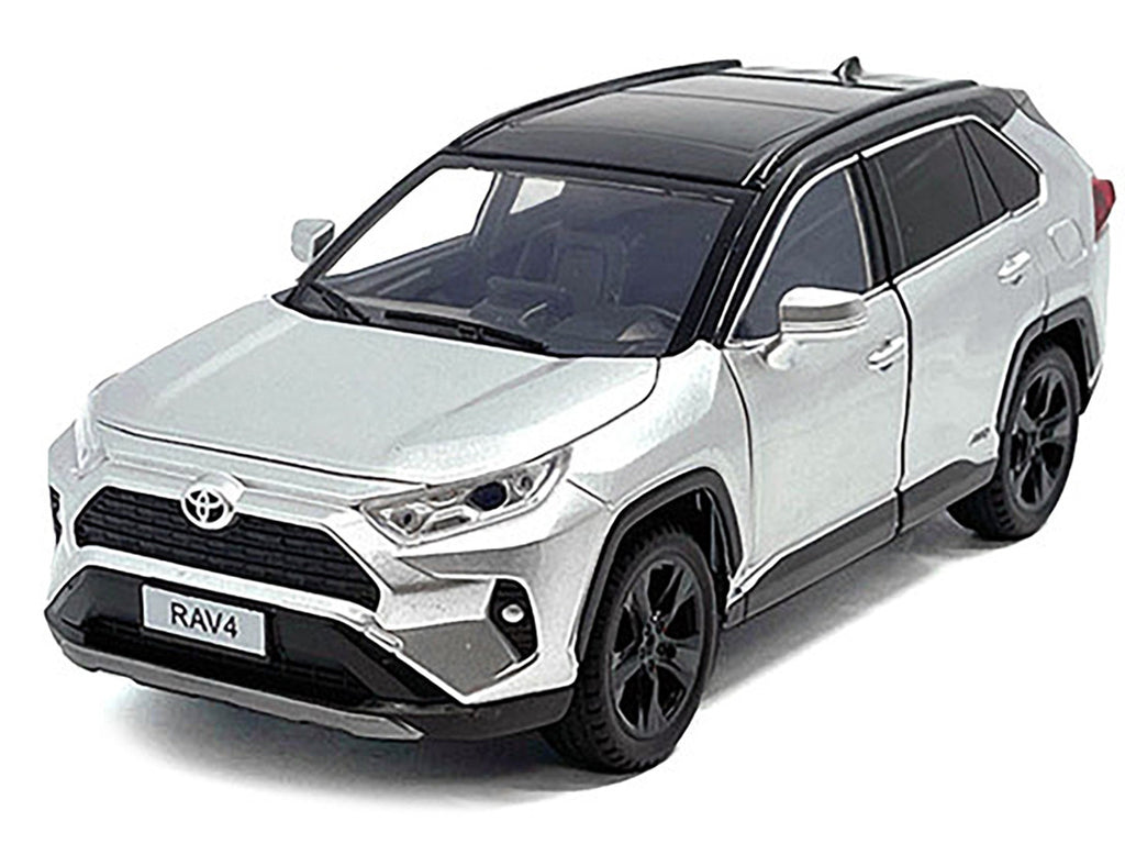 Toyota Rav4 Hybrid XSE Silver Metallic with Black Top and Sunroof 1/24 Diecast Model Car-1