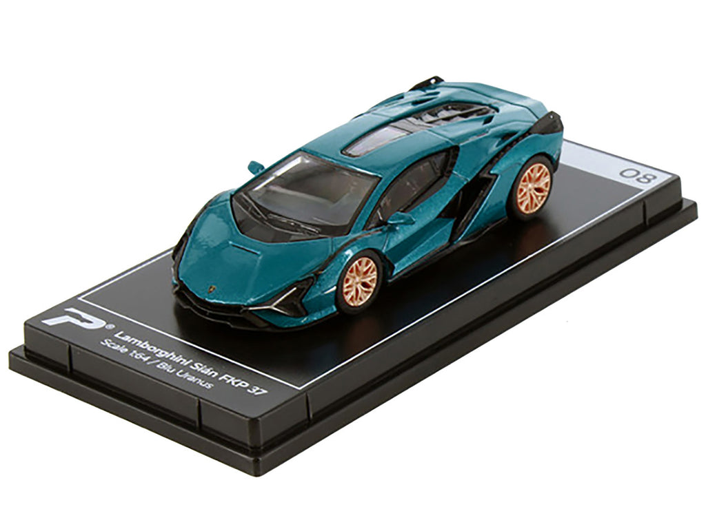 Lamborghini Sian FKP 37 Blu Uranus Blue Metallic "Hypercar League Collection" 1/64 Diecast Model Car by PosterCars-1