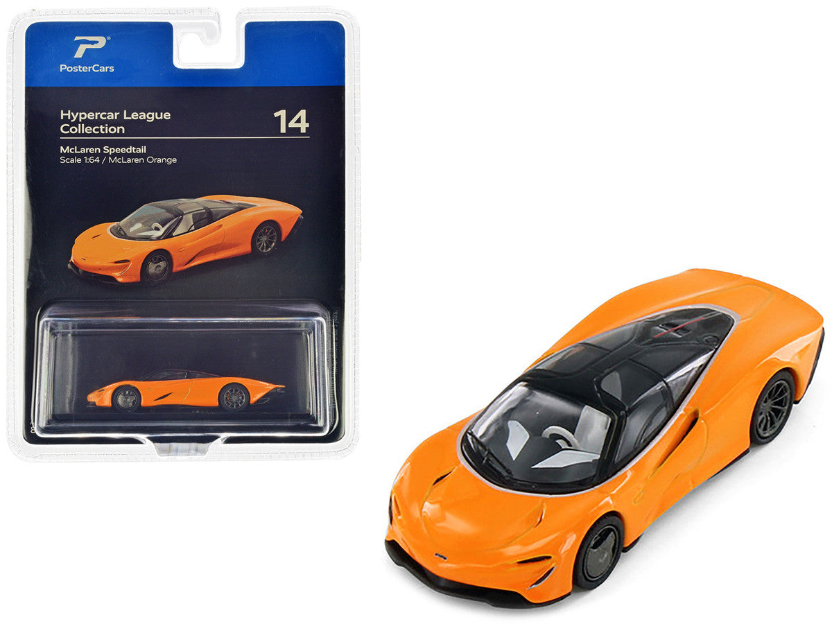 McLaren Speedtail McLaren Orange with Black Top "Hypercar League Collection" 1/64 Diecast Model Car by PosterCars-0