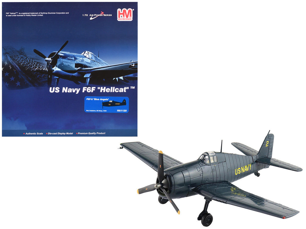 Grumman F6F-5 Hellcat Fighter Aircraft "Blue Angels #2" (1946) United States Navy "Air Power Series" 1/72 Diecast Model by Hobby Master-3