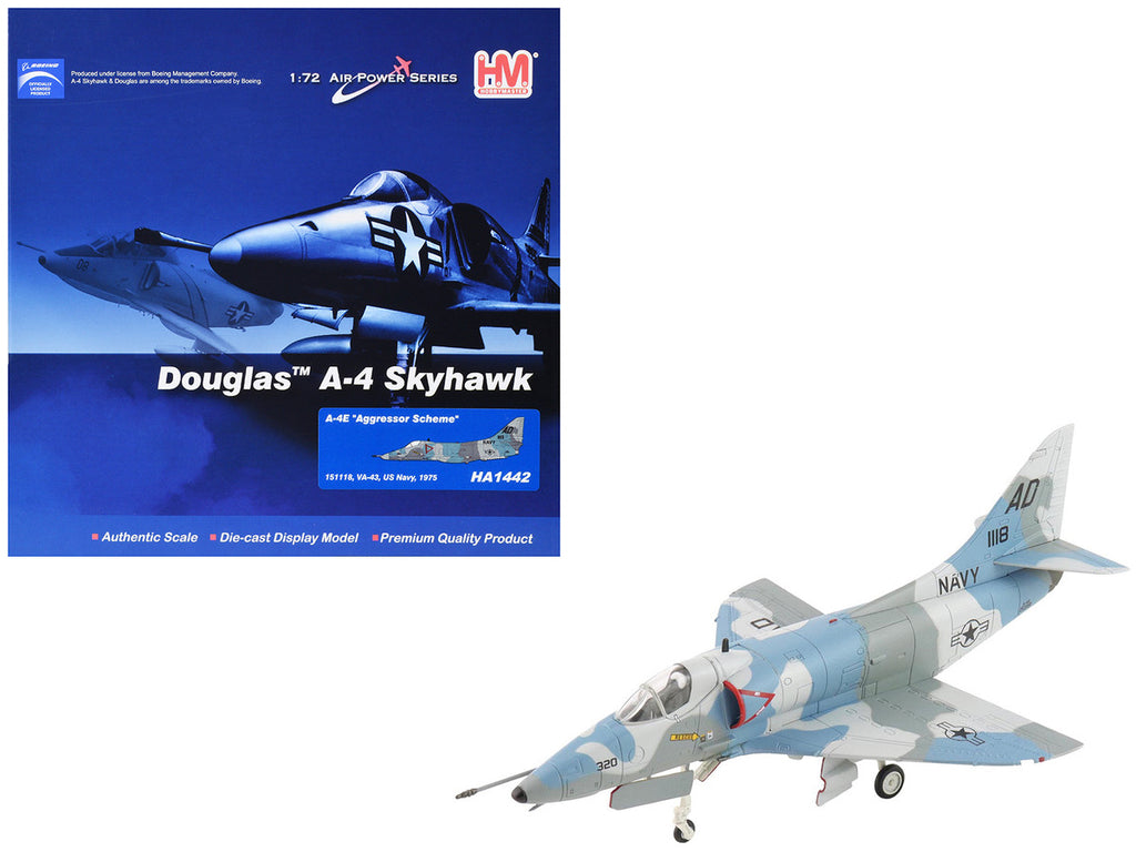 Douglas A-4E Skyhawk Aircraft "151118 Aggressor Scheme VA-43" (1975) United States Navy "Air Power Series" 1/72 Diecast Model by Hobby Master-4