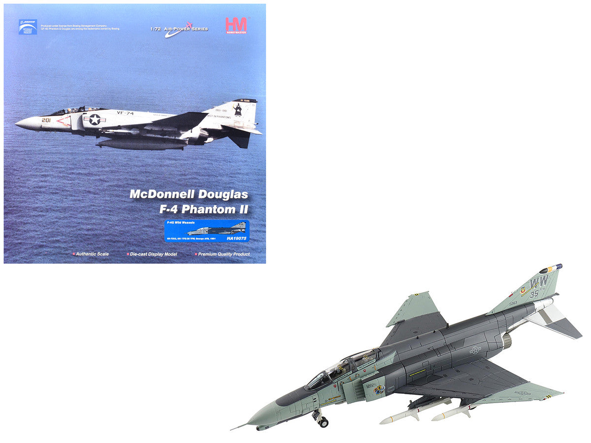 McDonnell Douglas F-4G Phantom II Fighter-Bomber Aircraft "Wild Weasels 69-7253 561st TFS 35th TFW George AFB" (1991) United States Air Force "Air Power Series" 1/72 Diecast Model by Hobby Master-0