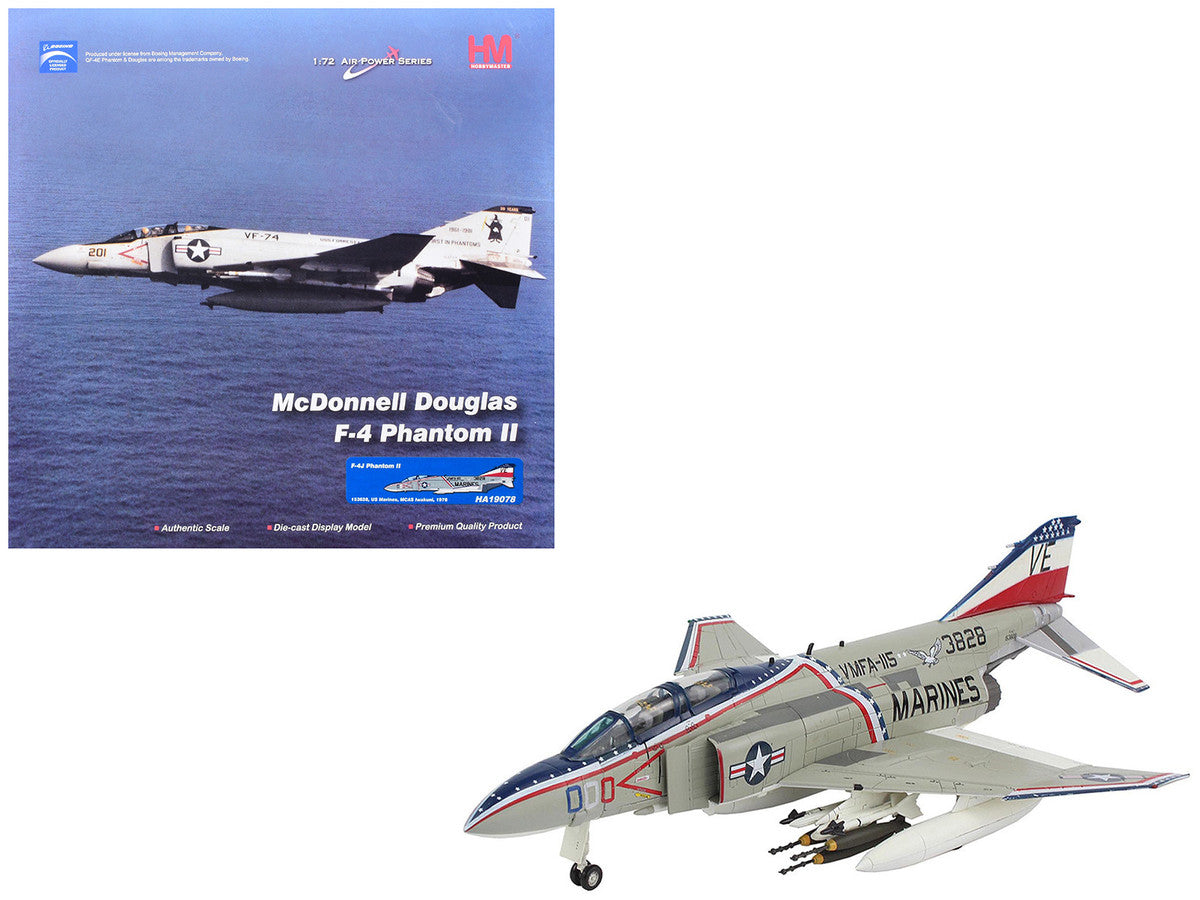 McDonnell Douglas F-4J Phantom II Fighter-Bomber Aircraft "153828 MCAS Iwakuni Japan" (1976) United States Marine Corps "Air Power Series" 1/72 Diecast Model by Hobby Master-4