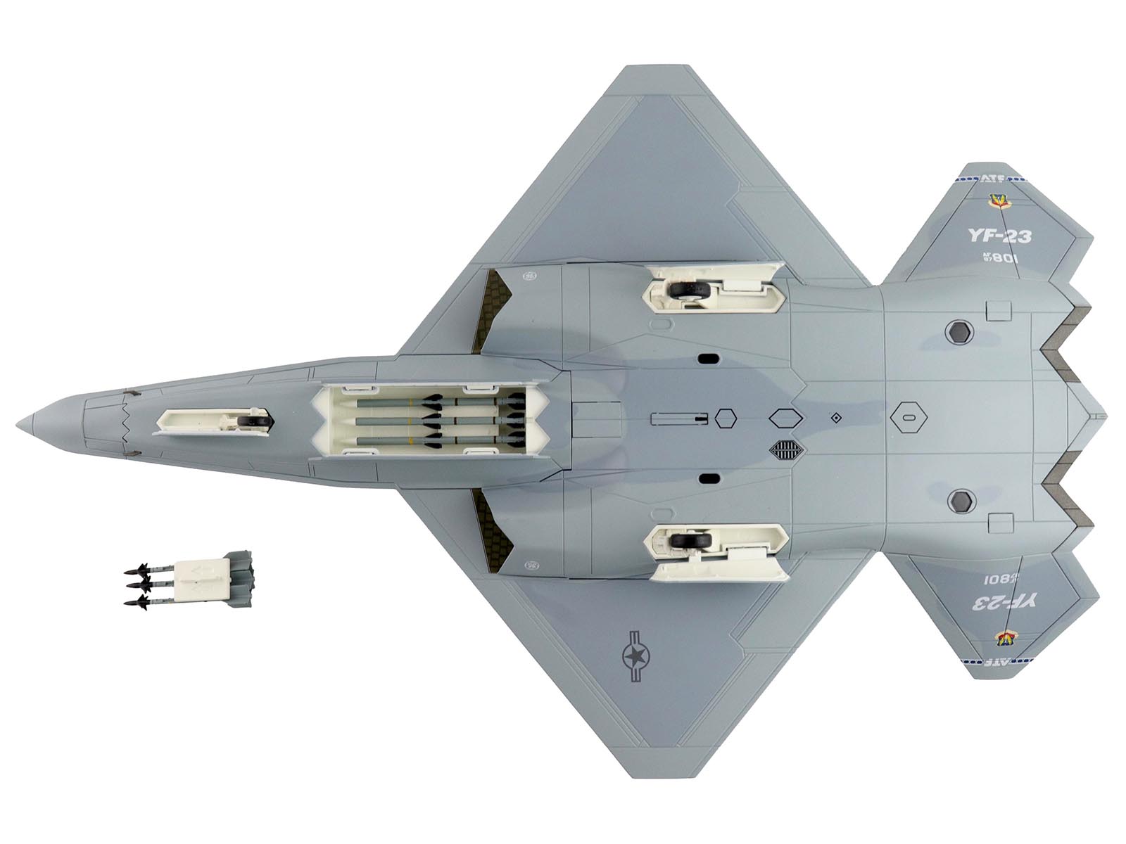 Northrop YF-23 Black Widow II Stealth Fighter Aircraft "#87-0801 PAV-2" (1990) United States Air Force "Air Power Series" 1/72 Diecast Model by Hobby Master