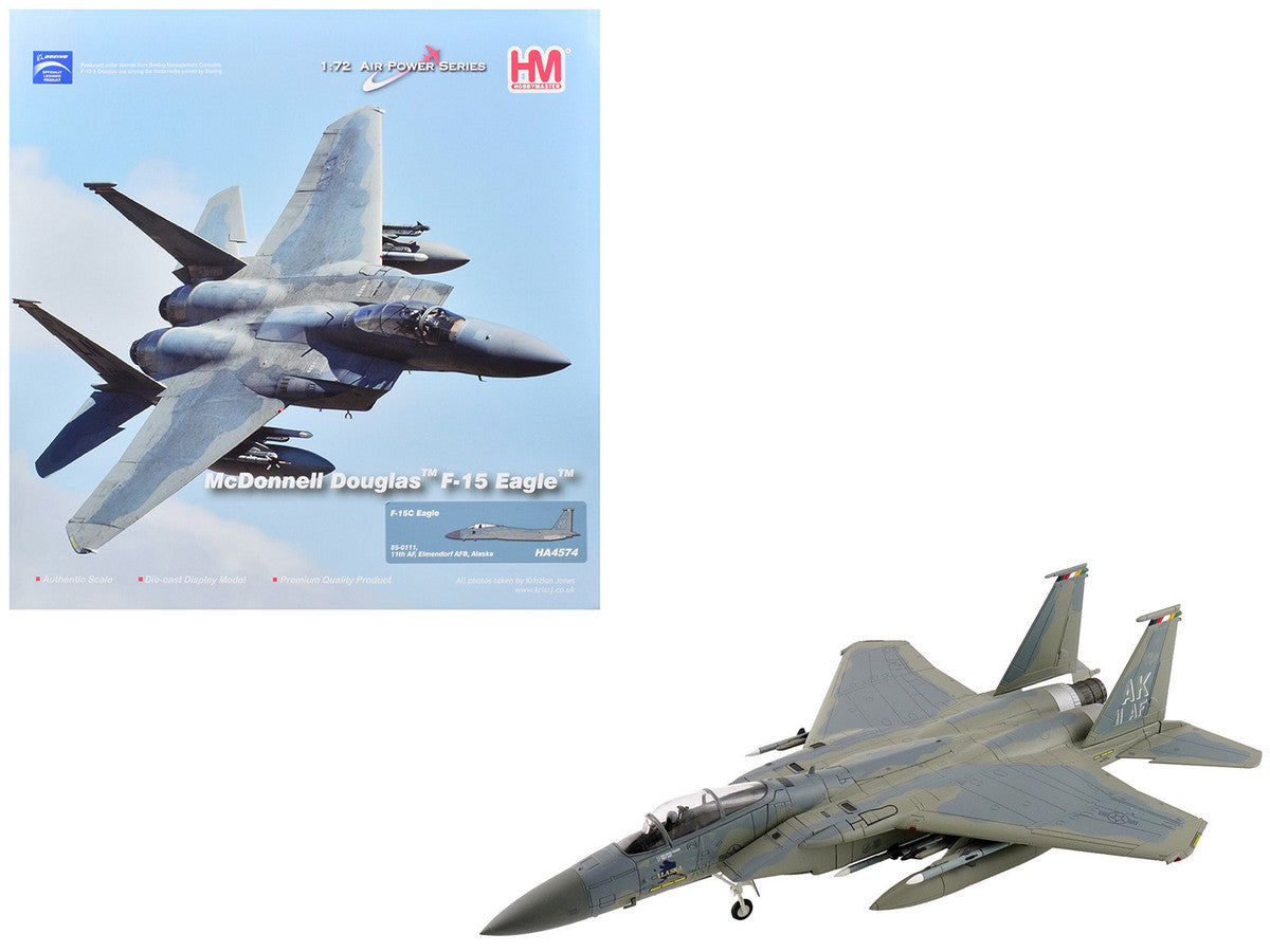 McDonnell Douglas F-15C Eagle Fighter Aircraft "85-0111 11th Air Force Elmendorf Air Force Base Alaska" United States Air Force "Air Power Series" 1/72 Diecast Model by Hobby Master-4
