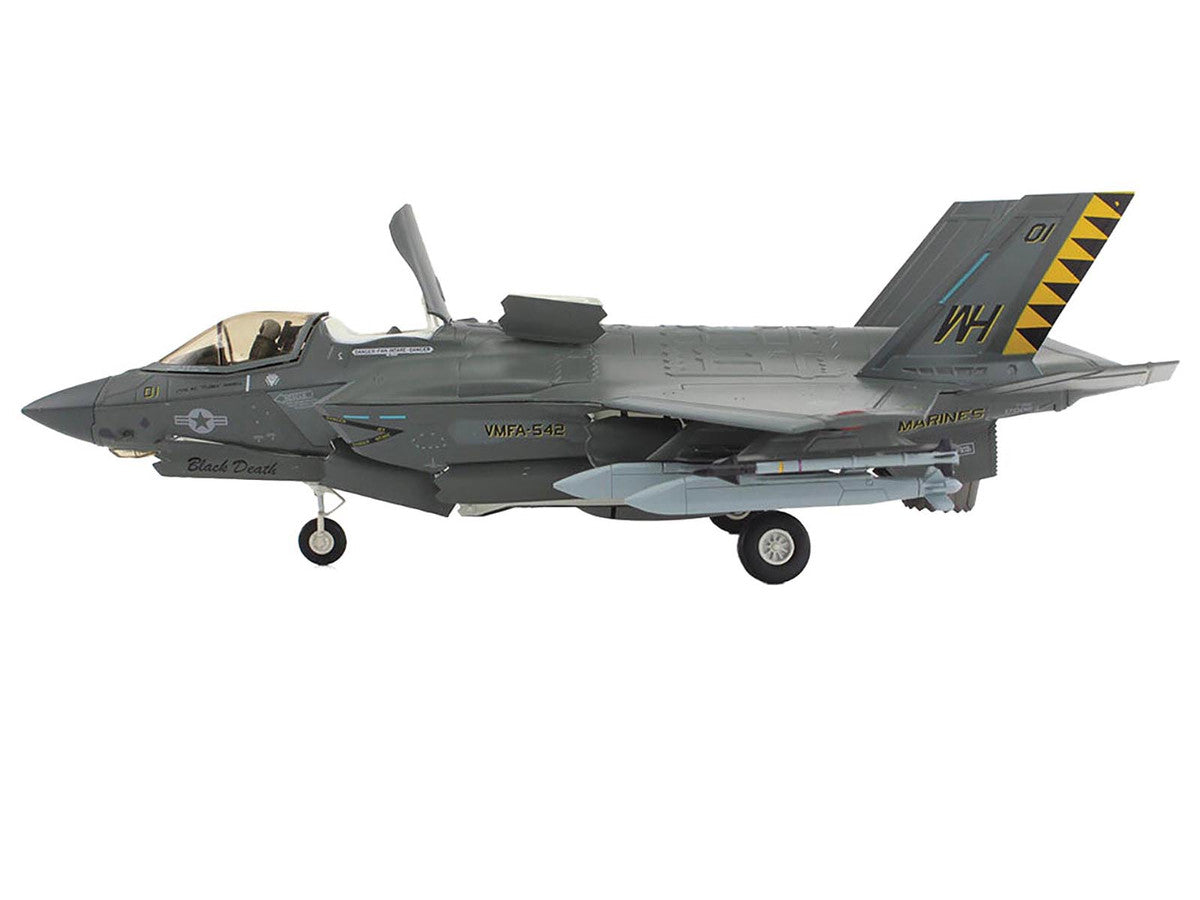 Lockheed Martin F-35B Lightning II Aircraft (Beast Mode) "Black Death VMFA-542 MCAS Cherry Point" (2023) United States Marine Corps "Air Power Series" 1/72 Diecast Model by Hobby Master-0