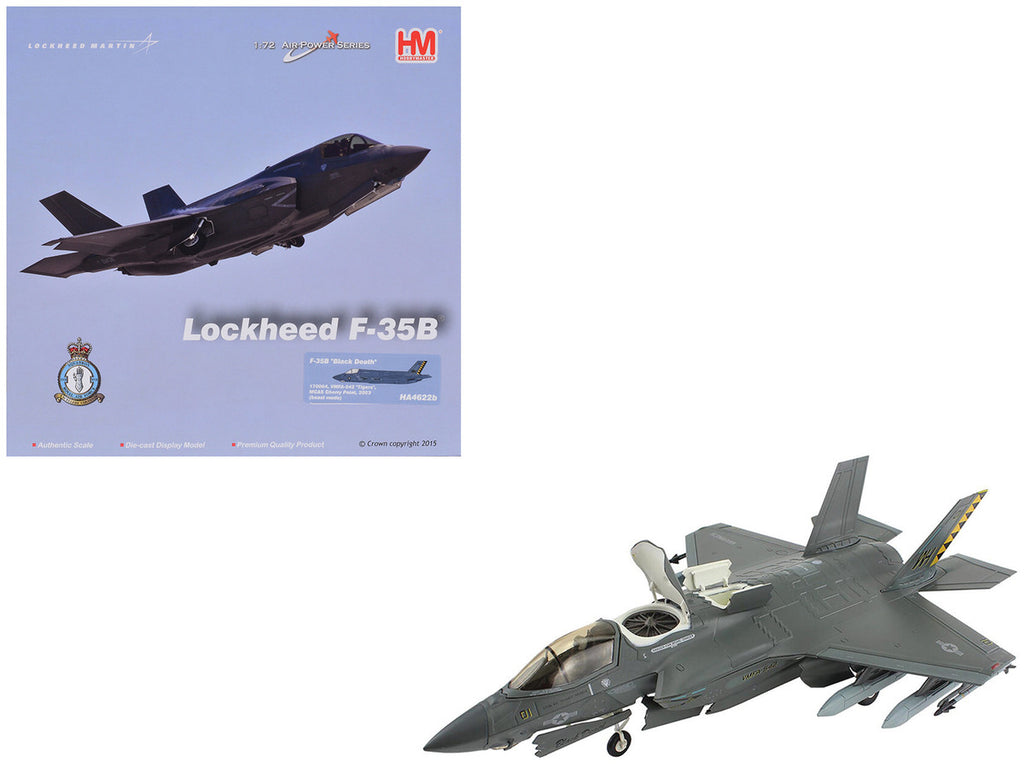 Lockheed Martin F-35B Lightning II Aircraft (Beast Mode) "Black Death VMFA-542 MCAS Cherry Point" (2023) United States Marine Corps "Air Power Series" 1/72 Diecast Model by Hobby Master-4