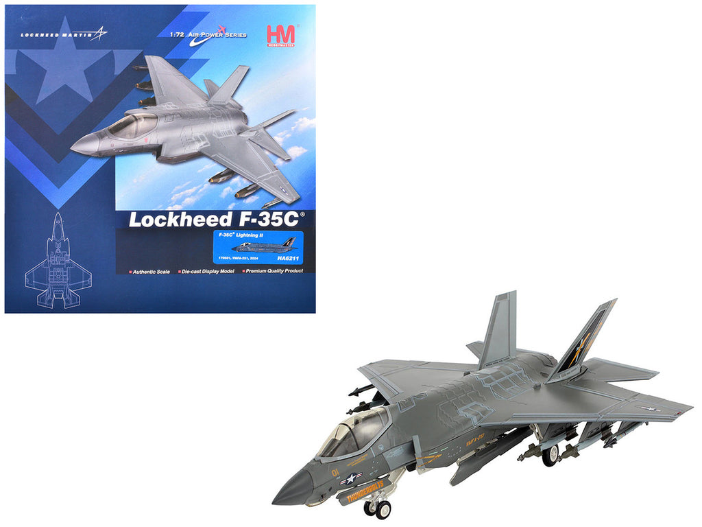 Lockheed F-35C Lightning II Aircraft "VMFA-251" (2024) United States Marine Corps "Air Power Series" 1/72 Diecast Model by Hobby Master-0