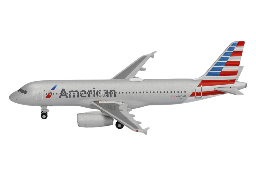 Airbus A320 Commercial Aircraft "American Airlines" (N680AW) Silver with Blue and Red Tail 1/500 Diecast Model Airplane by Herpa-3