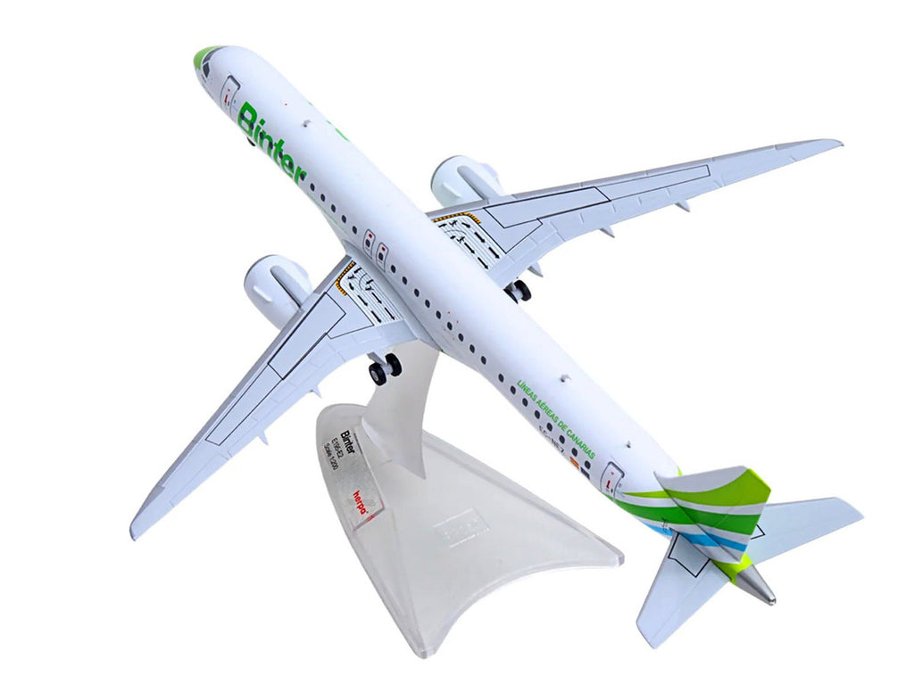 Embraer E195-E2 Commercial Aircraft "Binter Canarias" (EC-NEZ) White with Green Striped Tail 1/200 Diecast Model by Herpa-1