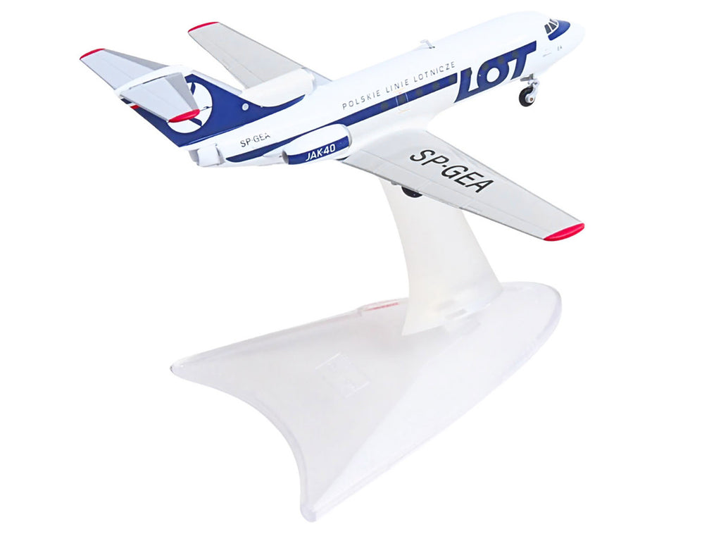 Yakovlev Yak-40 Commercial Aircraft "LOT Polish Airlines" (SP-GEA) White with Blue Stripes and Tail 1/200 Diecast Model by Herpa-3