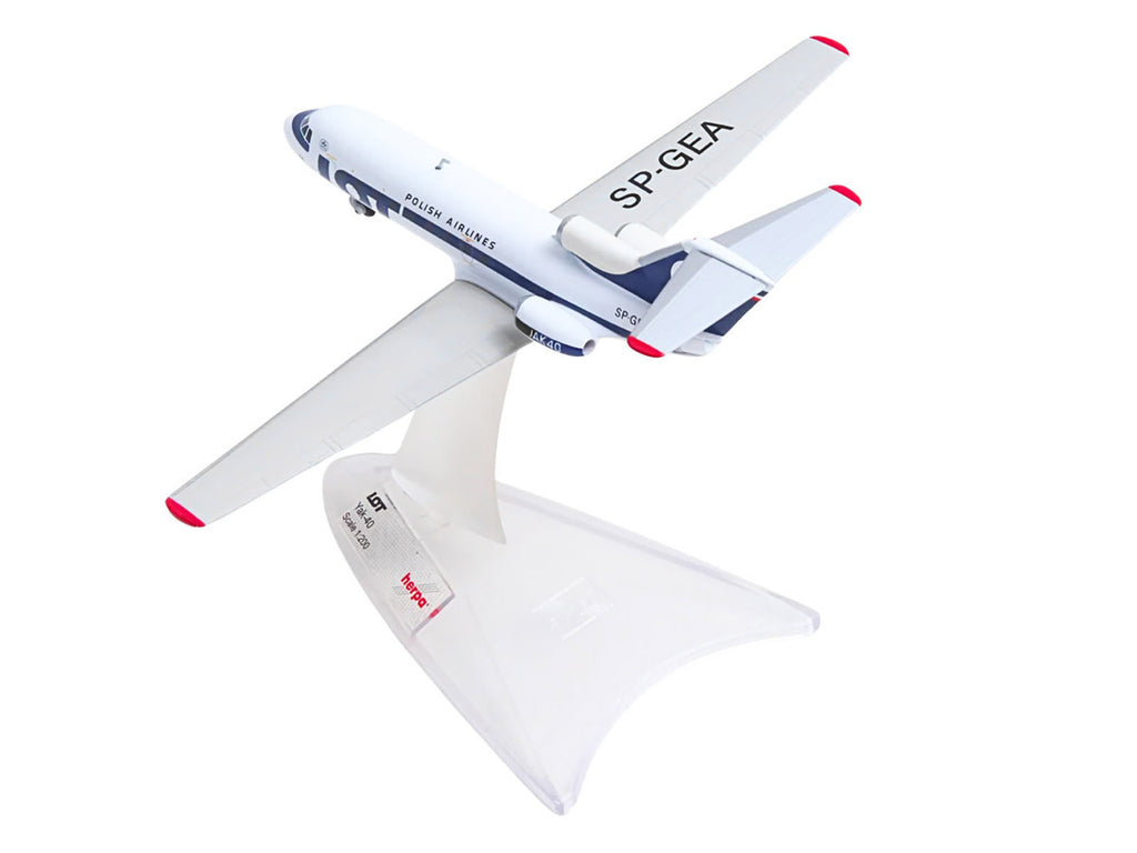 Yakovlev Yak-40 Commercial Aircraft "LOT Polish Airlines" (SP-GEA) White with Blue Stripes and Tail 1/200 Diecast Model by Herpa-2