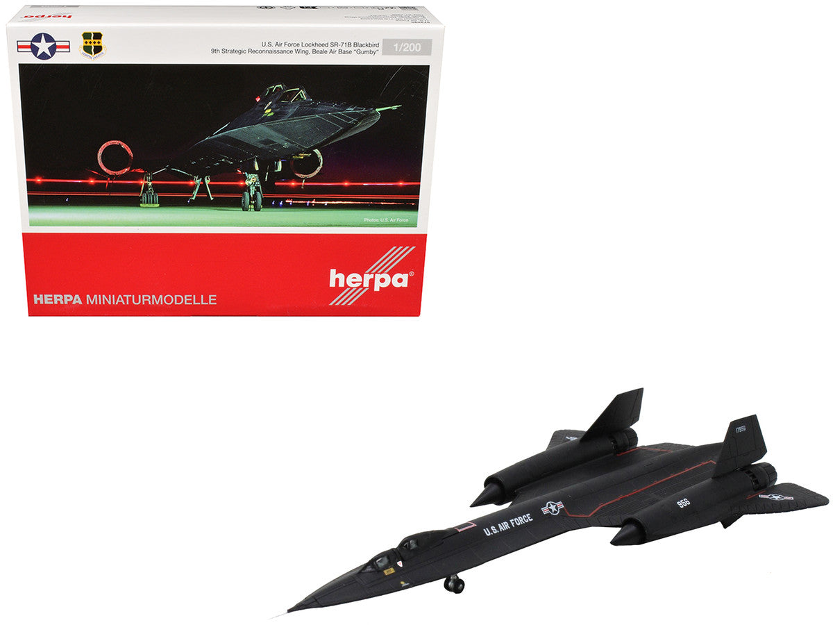 Lockheed SR-71B Blackbird Stealth Aircraft "9th Strategic Reconnaissance Wing Beale Air Base Gumby" United States Air Force 1/200 Diecast Model Airplane by Herpa-2