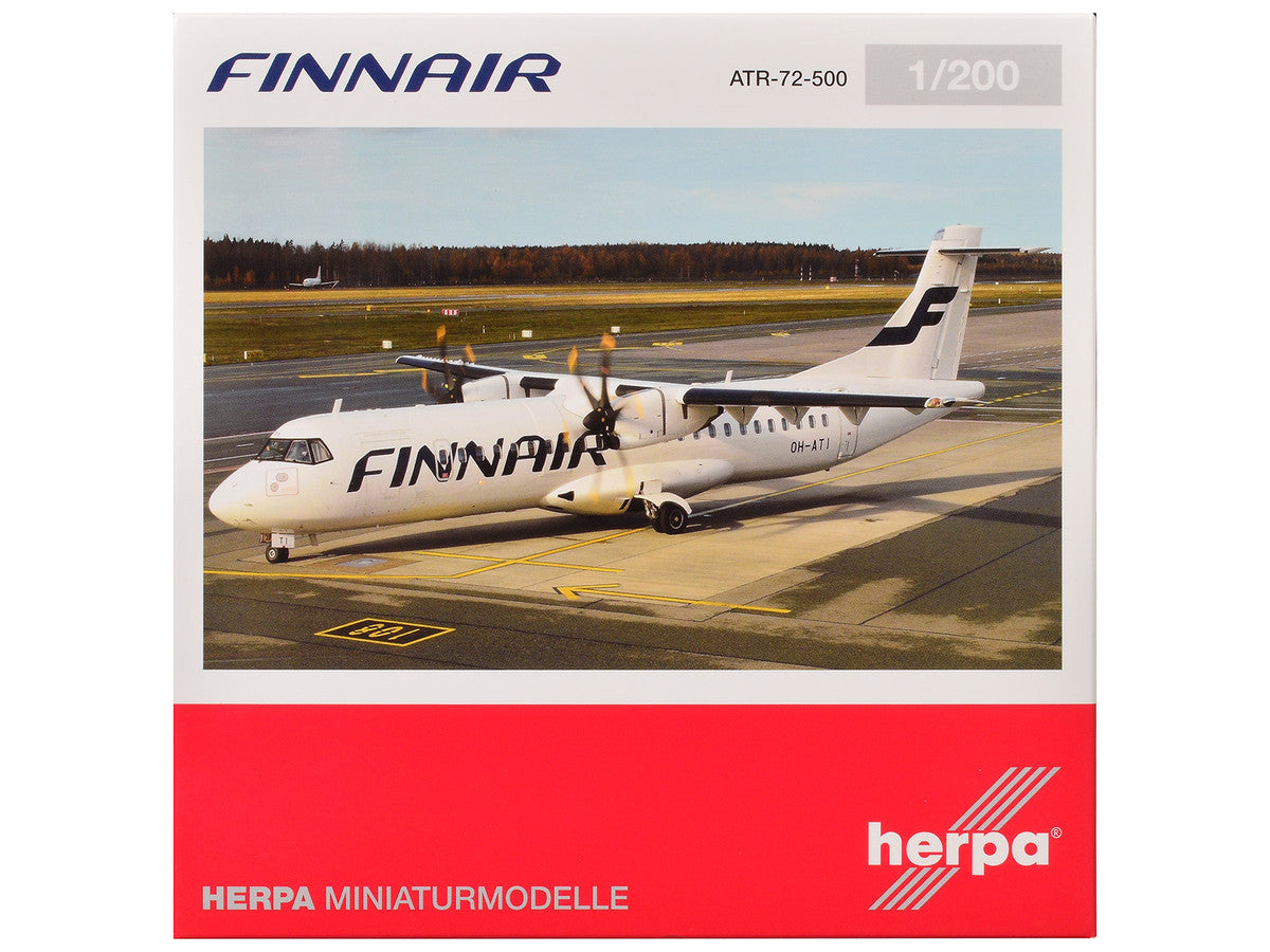 ATR 72-500 Commercial Aircraft "FinnAir" (OH-ATI) White 1/200 Diecast Model Airplane by Herpa-0