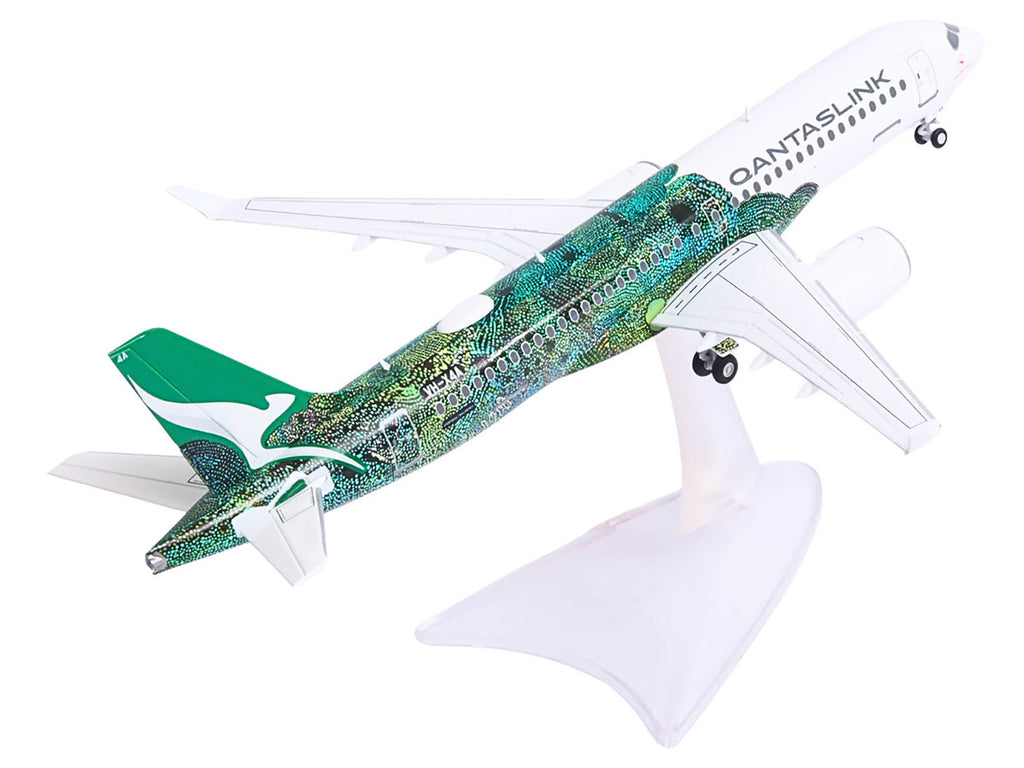 Airbus A220-300 Commercial Aircraft "QantasLink Flying Art Series - Minyma Kutjara Tjukurpa" (VH-X4A) White with Green Graphics 1/200 Diecast Model by Herpa-2