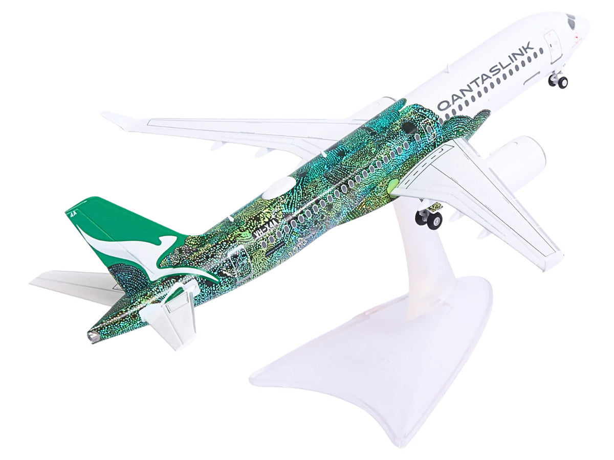 Airbus A220-300 Commercial Aircraft "QantasLink Flying Art Series - Minyma Kutjara Tjukurpa" (VH-X4A) White with Green Graphics 1/200 Diecast Model by Herpa-2