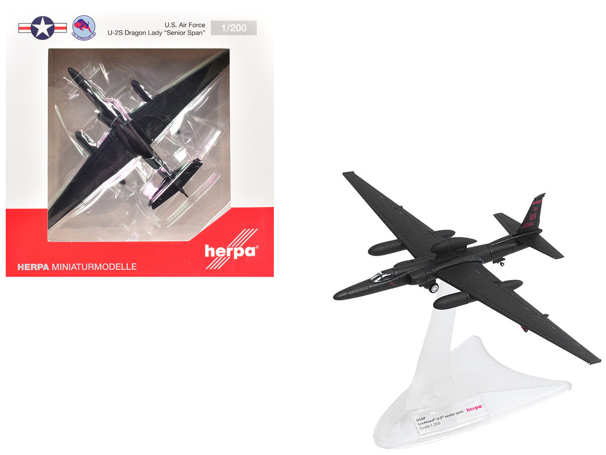 Lockheed U-2S Dragon Lady Aircraft "Senior Span 99th Reconnaissance Squadron 9th Reconnaissance Wing" (80-1084) United States Air Force 1/200 Diecast Model by Herpa-2