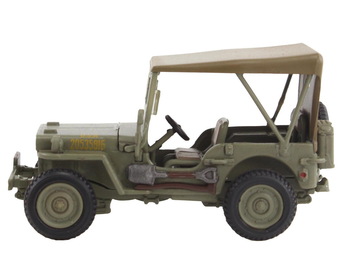 U.S. 1/4 ton Military Vehicle Olive Drab "Gen. Douglas MacArthur Leyte WWII" (1945) United States Army "Ground Power Series" 1/72 Diecast Model by Hobby Master-0