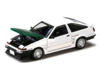 Toyota Sprinter Trueno (AE86) RHD (Right Hand Drive) "Keiichi Tsuchiya - Dori Dori Mesh Wheels" White with Green Carbon Hood 1/64 Diecast Model Car by Hobby Japan-3