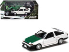 Toyota Sprinter Trueno (AE86) RHD (Right Hand Drive) "Keiichi Tsuchiya - Dori Dori Mesh Wheels" White with Green Carbon Hood 1/64 Diecast Model Car by Hobby Japan-4