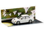 Mitsubishi Lancer RS Evolution IV RHD (Right Hand Drive) "MonStar" White "Initial D" (1995-2013) Manga "Diorama Set Series" 1/64 Diecast Model car by Hobby Japan-3