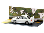 Mitsubishi Lancer RS Evolution IV RHD (Right Hand Drive) "MonStar" White "Initial D" (1995-2013) Manga "Diorama Set Series" 1/64 Diecast Model car by Hobby Japan-2