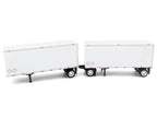 28' Dry Van Double Pup Trailers White Set of 2 pieces 1/87 (HO) Scale Plastic Model by HO Logistics-1