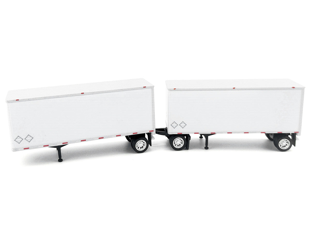 28' Dry Van Double Pup Trailers White Set of 2 pieces 1/87 (HO) Scale Plastic Model by HO Logistics-1