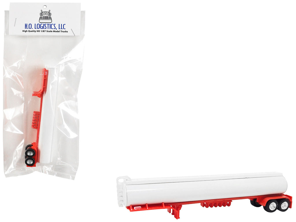 Tanker Trailer White and Red 1/87 (HO) Scale Plastic Model by HO Logistics-0