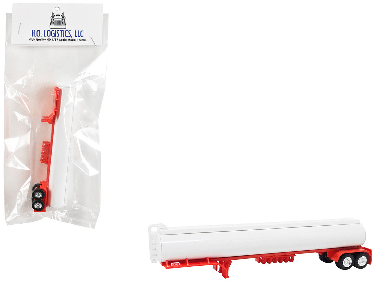 Tanker Trailer White and Red 1/87 (HO) Scale Plastic Model by HO Logistics-0