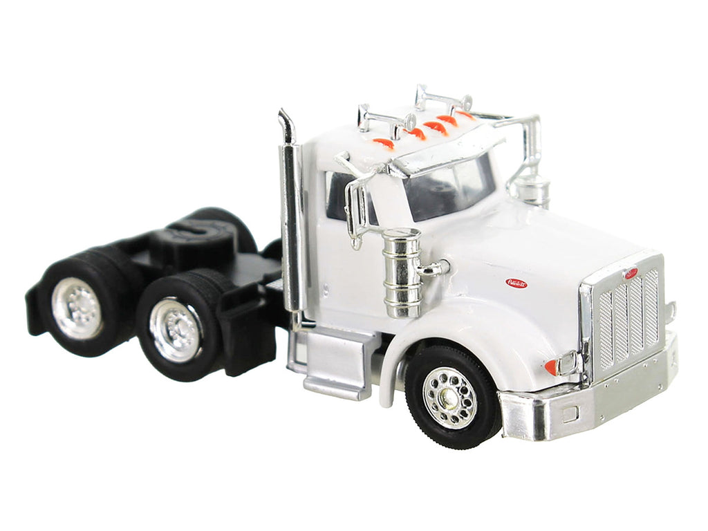Peterbilt 367 Truck Tractor with Day Cab White and Articulated Tank Trailer "Cemex" White with Blue Stripes Combo Set 1/87 (HO) Plastic Model Car by HO Logistics-1
