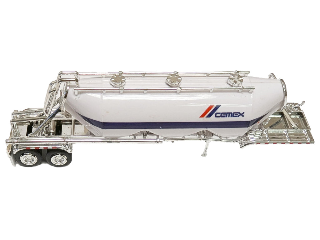 Peterbilt 367 Truck Tractor with Day Cab White and Articulated Tank Trailer "Cemex" White with Blue Stripes Combo Set 1/87 (HO) Plastic Model Car by HO Logistics-3