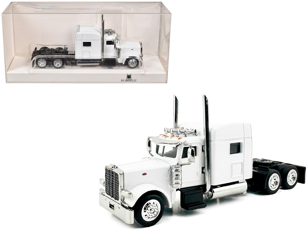 Peterbilt 389 Truck Tractor with Sleeper Cab White 1/87 (HO) Scale Plastic Model Car by HO Logistics-0