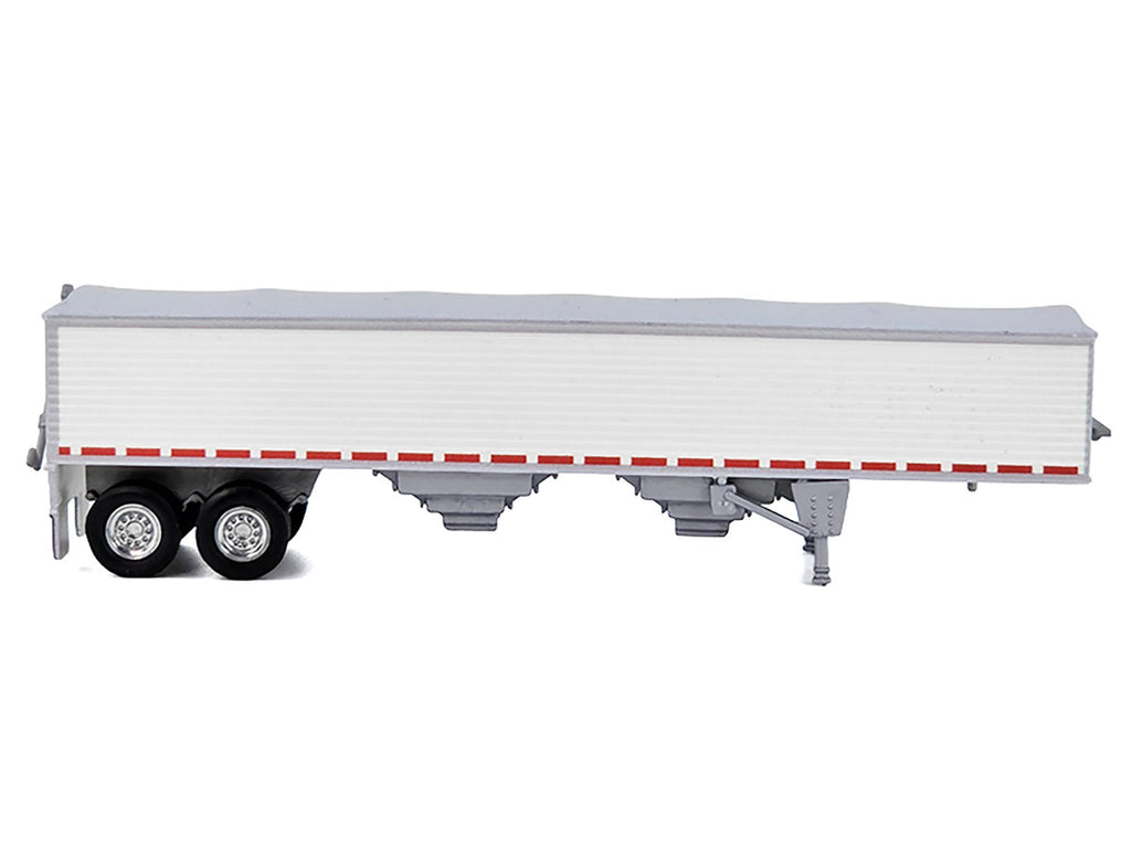 Covered Grain Trailer White with Silver Tarp 1/87 (HO) Plastic Model Car by HO Logistics-0