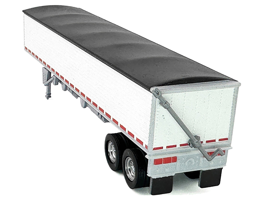Covered Grain Trailer White with Black Tarp 1/87 (HO) Plastic Model Car by HO Logistics-1