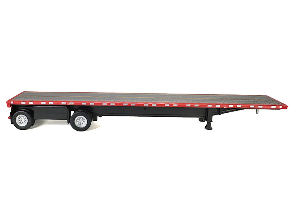 High Boy Spread Axle Flatbed Trailer Red 1/87 (HO) Plastic Model Car by HO Logistics-0