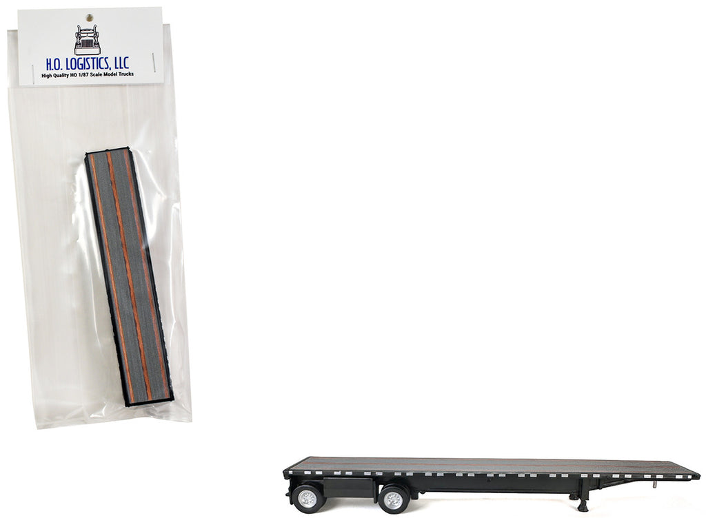 High Boy Spread Axle Flatbed Trailer Black 1/87 (HO) Plastic Model Car by HO Logistics-2