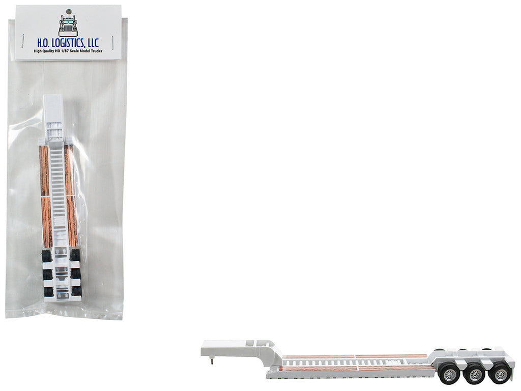 Low Boy Flatbed Trailer White 1/87 (HO) Plastic Model Car by HO Logistics-2