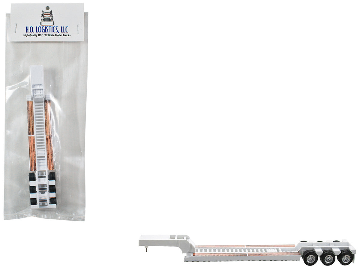 Low Boy Flatbed Trailer White 1/87 (HO) Plastic Model Car by HO Logistics-2