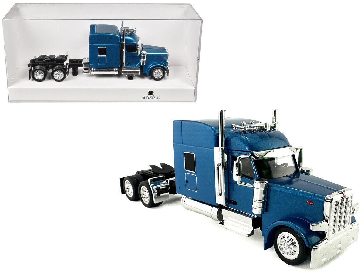 Peterbilt 589 with Stand Up Sleeper Cab Blue Metallic 1/87 (HO) Plastic Model Car by HO Logistics-2