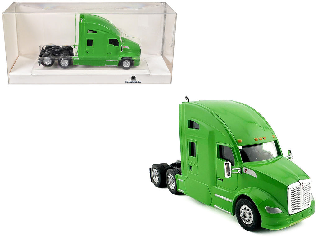 Kenworth T680 Sleeper Cab Lime Green 1/87 (HO) Plastic Model Car by HO Logistics-2